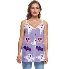 Boo Crew Halloween Season Casual Spaghetti Strap Chiffon Top by Safari