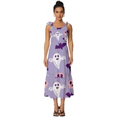 Boo Crew Halloween Season Tie-strap Tiered Midi Chiffon Dress by Safari