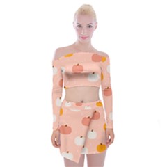 Pumpkin Pattern Halloween 20240926 160345 0000 Off Shoulder Top With Mini Skirt Set by Safari