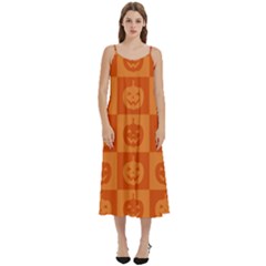 Seamless Halloween Pattern With Smiling Pumpkin 20240926 161520 0000 Casual Spaghetti Strap Midi Dress by Safari