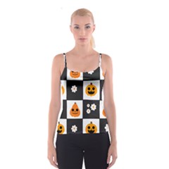 Seamless Halloween Pattern With Smiling Pumpkin 20240926 161714 0000 Spaghetti Strap Top by Safari