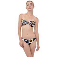 Seamless Halloween Pattern With Smiling Pumpkin 20240926 161714 0000 Classic Bandeau Bikini Set by Safari