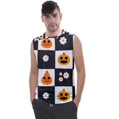 Seamless Halloween Pattern With Smiling Pumpkin 20240926 161714 0000 Men s Regular Tank Top by Safari