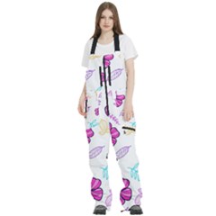 Flowers Leaves Pattern Art Bloom Women s Front Zip Ski And Snowboard Bib Pants by Grandong