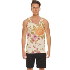 Peony Flower Pattern Background Men s Wide Collar Tank Top by Grandong