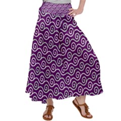 Violet White Pattern Women s Satin Palazzo Pants by ytdream