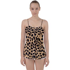 Leopard Skin Pattern Babydoll Tankini Top by Bedest