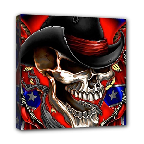 Confederate Flag Usa America United States Csa Civil War Rebel Dixie Military Poster Skull Mini Canvas 8  X 8  (stretched) by Ket1n9