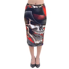 Confederate Flag Usa America United States Csa Civil War Rebel Dixie Military Poster Skull Velvet Midi Pencil Skirt by Ket1n9