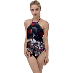 Confederate Flag Usa America United States Csa Civil War Rebel Dixie Military Poster Skull Go With The Flow One Piece Swimsuit by Ket1n9