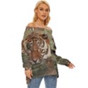 Swimming Tiger Off Shoulder Chiffon Pocket Shirt View3