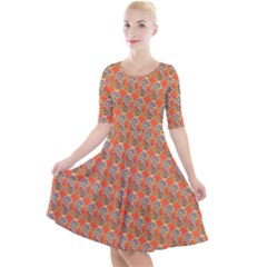 Diamond Dollar Sign Pattern Quarter Sleeve A-line Dress by ExtraAwesomeSauce