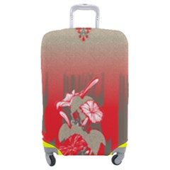 A Red And Beige Scarf With A Picture Of A Woman Holding A Tennis Racket Luggage Cover (medium) by catchydesignhill