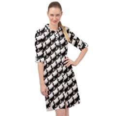 Stylish Coffee Cup Pattern Long Sleeve Mini Shirt Dress by ExtraAwesomeSauce