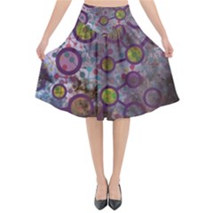 Abstract Molecular Space Art Flared Midi Skirt by ExtraAwesomeSauce