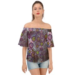 Abstract Molecular Space Art Off Shoulder Short Sleeve Top by ExtraAwesomeSauce