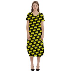 Royalty Inspired Crown Pattern T-shirt Midi Dress With Pockets by ExtraAwesomeSauce