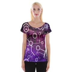 Cosmic Network Geometric Art Cap Sleeve Top by ExtraAwesomeSauce