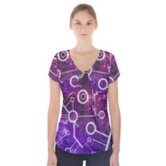 Cosmic Network Geometric Art Short Sleeve Front Detail Top by ExtraAwesomeSauce