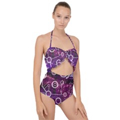 Cosmic Network Geometric Art Scallop Top Cut Out Swimsuit by ExtraAwesomeSauce