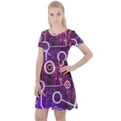 Cosmic Network Geometric Art Cap Sleeve Velour Dress  by ExtraAwesomeSauce