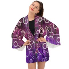 Cosmic Network Geometric Art Long Sleeve Kimono by ExtraAwesomeSauce