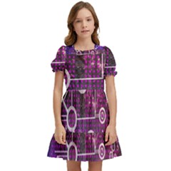 Cosmic Network Geometric Art Kids  Puff Sleeved Dress by ExtraAwesomeSauce