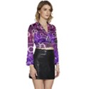 Cosmic Network Geometric Art Long Sleeve Tie Back Satin Wrap Top View3