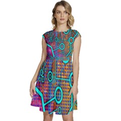 Abstract Tech Galaxy Design Cap Sleeve High Waist Dress by ExtraAwesomeSauce