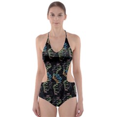 Multicolored Dna Strand Art Cut-out One Piece Swimsuit by ExtraAwesomeSauce