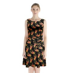 Regal Eagle Pattern Sleeveless Waist Tie Chiffon Dress by ExtraAwesomeSauce