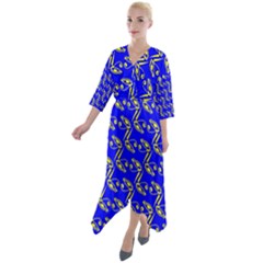 Eye Of Horus Pattern Quarter Sleeve Wrap Front Maxi Dress by ExtraAwesomeSauce