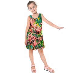 Abstract Floral Artwork Kids  Sleeveless Dress by ExtraAwesomeSauce