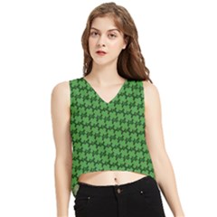 St  Patrick s Day Clovers V-neck Cropped Tank Top by ExtraAwesomeSauce