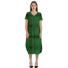 Green Diamond Grid Pattern T-shirt Midi Dress With Pockets by ExtraAwesomeSauce