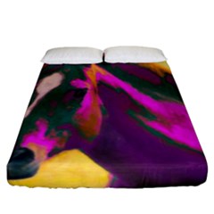 Vibrant Abstract Equine Art Fitted Sheet (california King Size) by ExtraAwesomeSauce