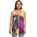 Vibrant Abstract Equine Art Casual Spaghetti Strap Chiffon Top View1