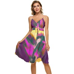 Vibrant Abstract Equine Art Sleeveless Tie Front Chiffon Dress by ExtraAwesomeSauce