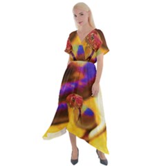 Vibrant Forked-tongue Snake Art Cross Front Sharkbite Hem Maxi Dress by ExtraAwesomeSauce