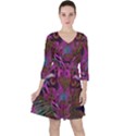 Pink and Purple Leopard Quarter Sleeve Ruffle Waist Dress View1