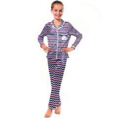 Chevron Pattern Kids  Satin Long Sleeve Pajamas Set by ytdream