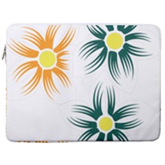 Three Flowers With Green And Orange Petals 17  Vertical Laptop Sleeve Case With Pocket by catchydesignhill