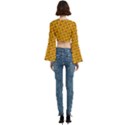 Pixel Art Mushroom Pattern Trumpet Sleeve Cropped Top View4