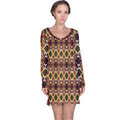 Colorful Geometric Pattern Design Long Sleeve Nightdress by ExtraAwesomeSauce