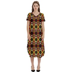 Colorful Geometric Pattern Design T-shirt Midi Dress With Pockets by ExtraAwesomeSauce