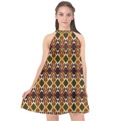 Colorful Geometric Pattern Design Halter Neckline Chiffon Dress  by ExtraAwesomeSauce