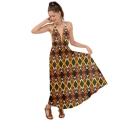 Colorful Geometric Pattern Design Backless Maxi Beach Dress by ExtraAwesomeSauce