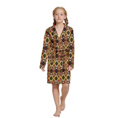 Colorful Geometric Pattern Design Kids  Long Sleeve Velvet Lounge Robe by ExtraAwesomeSauce