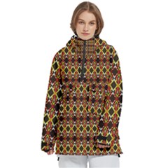 Colorful Geometric Pattern Design Women s Pullover Zip Ski And Snowboard Waterproof Breathable Jacket by ExtraAwesomeSauce