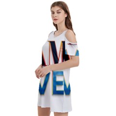 Game Over Text Design  Women s Cold Shoulder Round Neck Mini Dress by 7223056